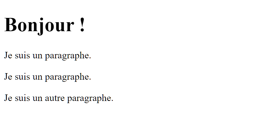 Résultat d'affichage sur la page web