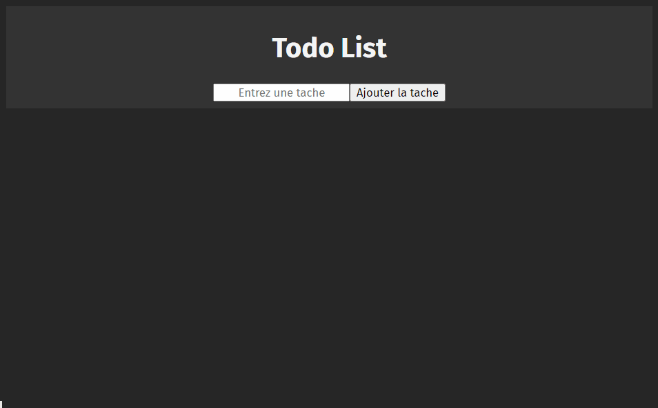 Resultat d'affichage sur la page web du composant ReactJS TodoList quand on ajoute une Todo/tache de la liste