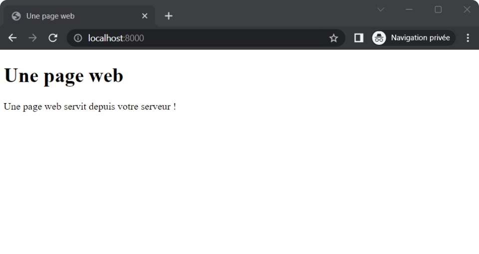Exemple de reponse d'un requête HTTP GET avec des paramètres depuis un navigateur.