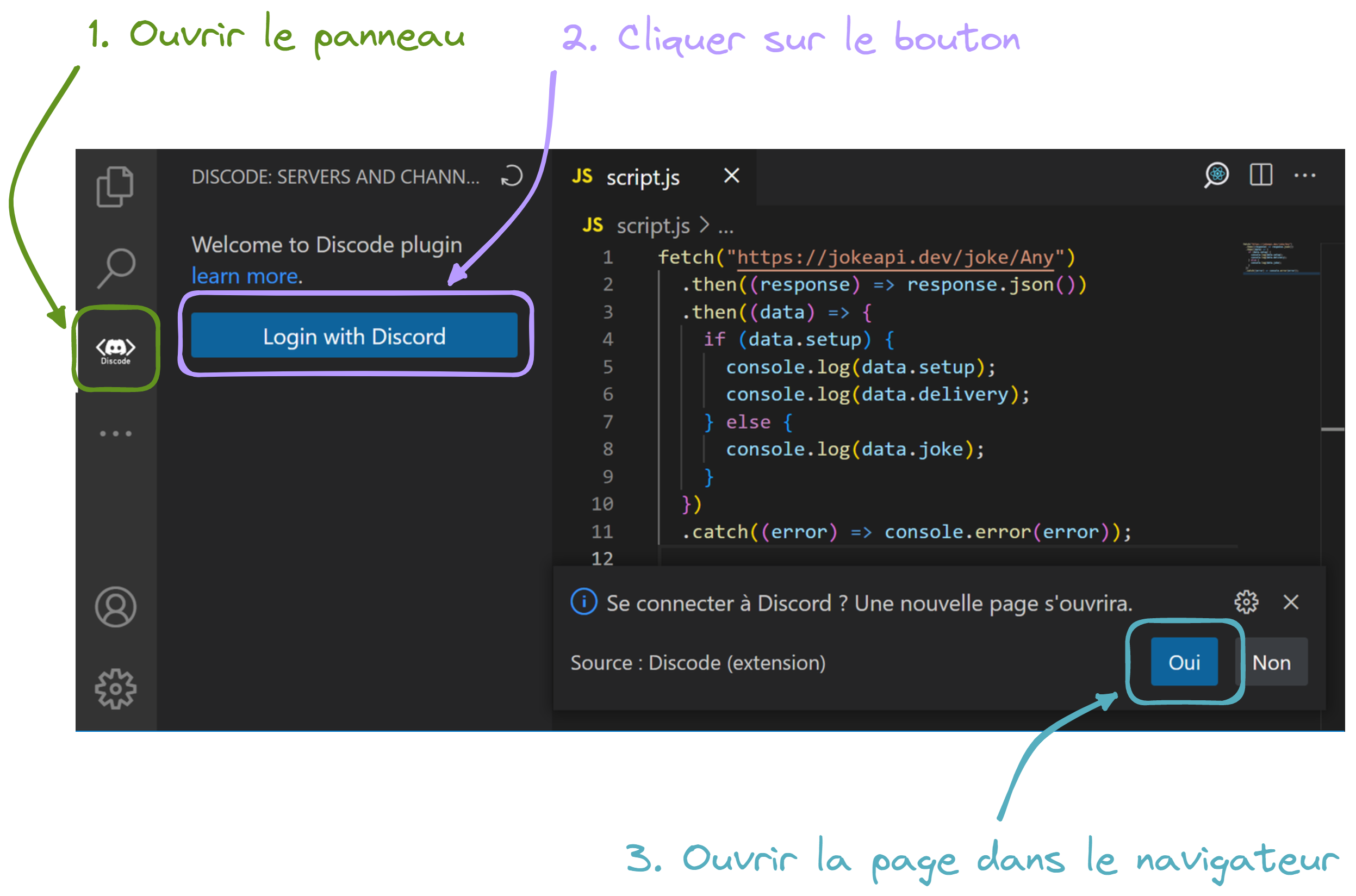 Exemple de comment installer le plugin dans Visual Studio Code.